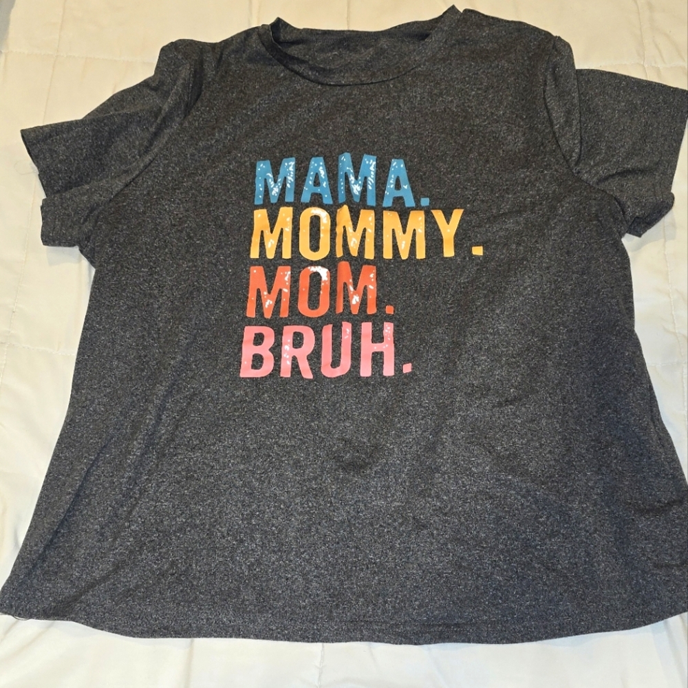 Charcoal Funny Mom Tee with Colorful Text